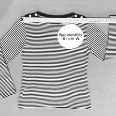 Vintage Long Slv. Tee French Stripes Black & White 55% Combed Cotton Size L, EUC
