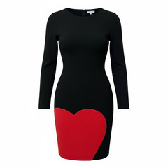 Vintage Moschino Cheap & Chic Black Wool Dress Red Heart Detail Italy IT42 AU10