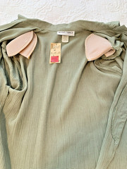 Vintage Betsy’s Things Green Short Sleeve Shirt Shoulder Pads Retro Blouse