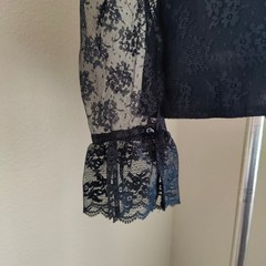Vintage 70s Victorian Gothic Lace Blouse Leg of Mutton Sleeve Western Collection