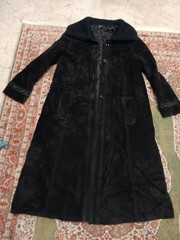 Vintage Black Suede Heavy Trench Coat Size S/M Made in Argentina