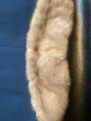 Vintage Neusteters Blue Wool Trench Coat with Faux Fur Collar Union Made