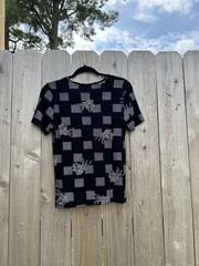 Vintage Jaclyn Smith Womens Blouse Slinky Knit No Iron Travel Size Small Black