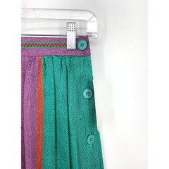 VTG 80s Prophecy Midi Skirt Womens XS Multicolor Purple Green Red Linen Blend