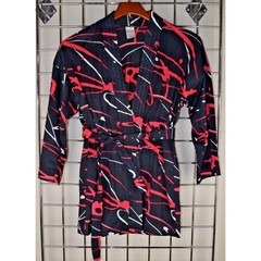 Vintage Cover Up Jantzen Size S/M 70s Gloss Black Red White Paint Splatter