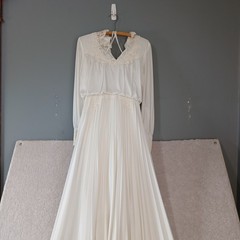 JCPenney Fashions Vintage Wedding Dress Train Long Sleeve Blouson Union Tag Sz10