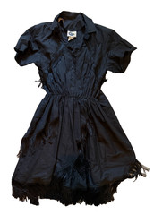Vintage Western Collection Blac Fringe Dress Cowgirl Rockabilly Belted Rodeo SzL