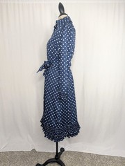 Vintage 60s Victor Costa Dress Medium Blue Polka Dot