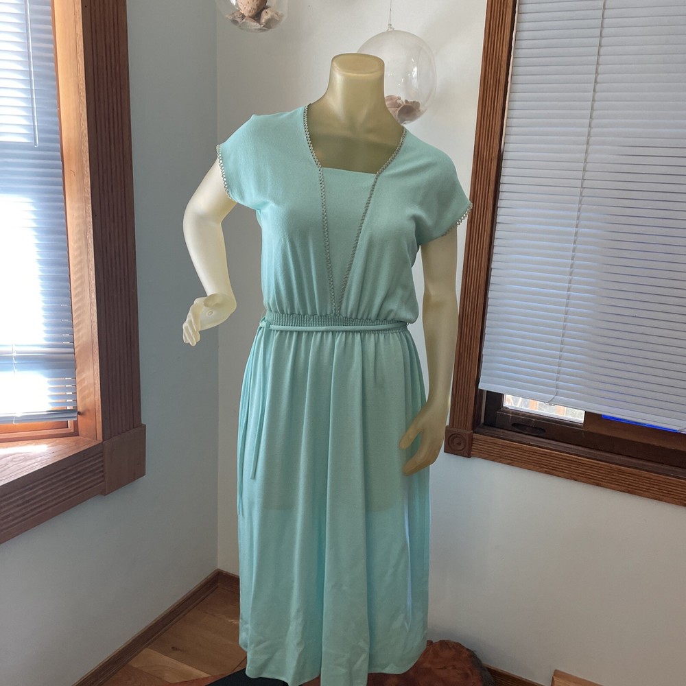 Vintage Strait Lane 1970’s 80’s Dress Striped Midi Towel Texture Size 10