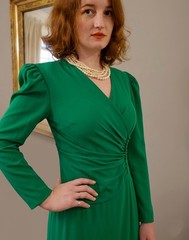 Carolina Herrera Green Silk Maxi Fits Size 6-8 Rare Vintage Formal