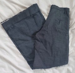 Vtg 1970s Women’s 26″x31″ Cuffed Bell Bottom Pants Blue Polyester/Cotton Blend