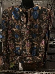 VTG Hal Ferman Black Multi-color Metallic Lurex Floral Waist Tie Size 14