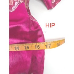 60s Vintage Fuchsia Pink Satin Cheongsam Qipao Dress Dragon Phoenix Brocade Midi