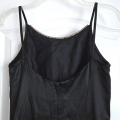 VTG Jessica McClintock Gunne Sax Black Satin Rhinestone Trim Maxi Gown Dress 7/8