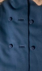 Vintage Neusteters Blue Wool Trench Coat with Faux Fur Collar Union Made
