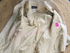 LOUIS FERAUD MID LENGTH WOOL OPEN BLAZER MANDARIN COLLAR TAN PINK WOMEN’S 10