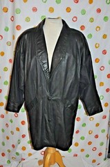 COMINT vintage Black SOFT LEATHER WOMEN’S M CAR coat retro ARGENTINA SHARP !
