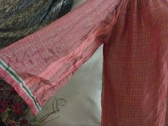 VTG india rayon lurex caftan boho hippie grunge pink gold blue dress 50″ GAUZE
