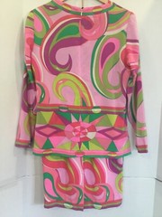 Vintage 1980s PIA RUCCI 2 pc 100% Silk Designer Pop Art Geometric 8 Pink Green