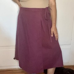 Vintage 70s Lady Devon Purple Cotton Poly Blend Wrap Skirt Volup Size 38