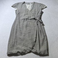 VTG Geary Roark Kamisato Wrap Dress Women’s 10 Mini Black & White Checkered