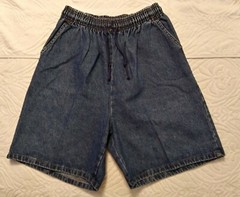 Vtg. 80’s denim shorts Sz.14 elastic waist drawstring pockets MOM 13.5 in. rise
