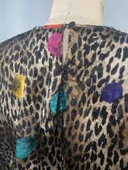 Vintage Blouse Top SIZE LARGE 12 animal cheetah print NICOLA 80s 90s