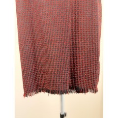 Lana Lee Canada Vintage Red Black Textured Fringe Blazer Skirt Suit Set Size 6