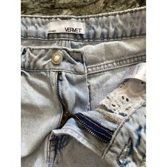 Vervet Distressed Denim Jean Shorts Light Wash Eyelet High Rise Casual Summer