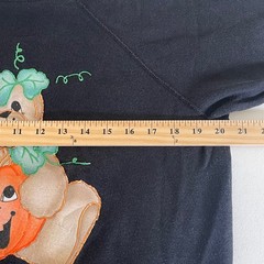 Vintage Puffy Paint Halloween Teddy Bear Pumpkin Sweatshirt Black L USA Made