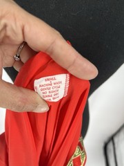 Vtg 1970s Red Orange Nightgown Gold Trim 70s Lorraine Nylon Lingerie Mod Boho