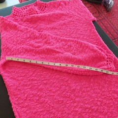 Jane Vintage Hot Pink Knit Midi Dress Knit Mock Neck Balloon Sleeve 1960’s