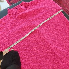 Jane Vintage Hot Pink Knit Midi Dress Knit Mock Neck Balloon Sleeve 1960’s