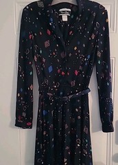 Vintage 80s Nancy Greer Women’s Midi Belted Pleated Secretary Dress Sz 14 Blue