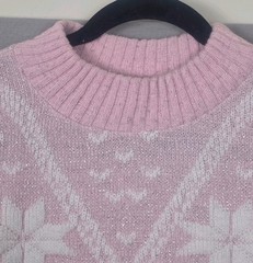 Vintage 80s Sweater Exchange Pink with Silver Sparkle Made in USA Size 2XL