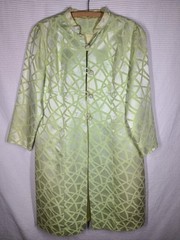 Vtg 60s Silk Spring Coat Lime Green Chartreuse Mid Length Knot Buttons M L