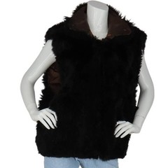 Vintage Black Dyed Opossum Fur New Zealand Hipster Groovy Gypsy Festival Vest L