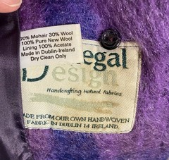 90s Donegal Design Mohair Wool Plaid Scarf Collar Coat Ireland Made VTG Large