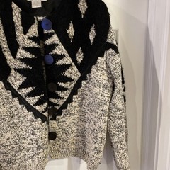 Vintage Cardigan Sandy Starkman Black Gray 70’s – 90’s Wearable Art Patchwork