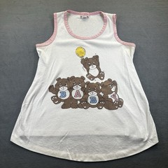 Vintage 80s 90s Baby Bear Tank Top Teddy Bears BABY Graphic Pink Trim USA M