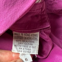 Vtg Marc dAlcy Silk Blouse Magenta Beaded High Neck Sz 6 Regency Glamoratti 80s