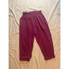 American Vintage David Wayne Tie-Waist Paper Bag Pants, Magenta, Medium
