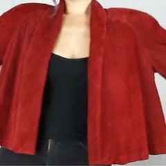 Danier Red Suede Leather Extravagant 80s Jacket Bordeaux Chic Bolero Swing Large