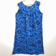 Ui-Maikai Muumuu Dress Womens Small Blue Hawaiian Tropical Vacation Folk Vintage