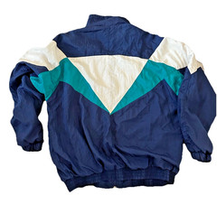 vintage SANTOLINA BAY Navy Colorblock ladies sz L Track suit windbreaker lined