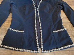 Vtg d’ore by Della Roufogali Beaded Black Open Cardigan Sz 10