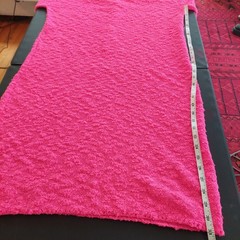 Jane Vintage Hot Pink Knit Midi Dress Knit Mock Neck Balloon Sleeve 1960’s