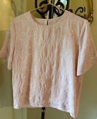 FRITZ & LLOYD Vintage Blush Pink Embroidered Short Sleeve Popover Blouse Sz 12