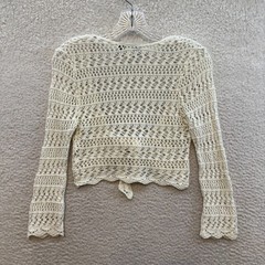 Y2K Vintage Crochet Tie Crop Top XS Small Cream Boho Fairy Grunge Whimsigoth