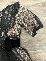 1910 EDWARDIAN BLACK CHANTILLY LACE W/Velvet and Jet Bead Trim GOWN/DRESS